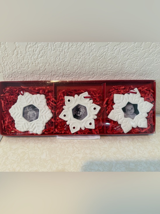 Crate&Barrel Other - Crate & Barrel Ceramic Snowflake Ornament Set
